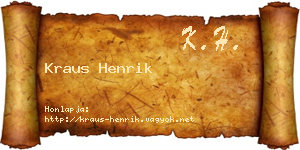Kraus Henrik névjegykártya
